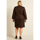 Leslie Fay Chocolate Brown Skirt Suit Set 2-Piece Plus Size Classic