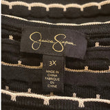 Jessica Simpson 3X Black & Ivory Striped Fit & Flare Dress – Flirty & Fun