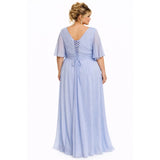 Wear Your Love Dusty Blue Chiffon Gown | Lace-Up Back | Formal Evening Dress | Plus Size 24 - Style Plus Consignment Boutique
