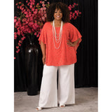 Worthington Coral Polka Dot Petal Sleeve Blouse Plus Size 3X Flowy Tunic Top