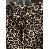 By Design Leopard Print Bow Tie Blouse 3X – Ruched Sleeves, Chic Pullover Style - Style Plus Consignment Boutique