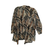 Kasper X Large Open Front Cardigan – Abstract Chocolate, Silver & Tan Print