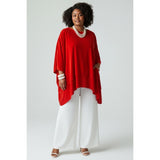 Plus Size Orange Layered Tunic Top 5X Fits 3X 4X Asymmetrical Pocket Drape - Style Plus Consignment Boutique