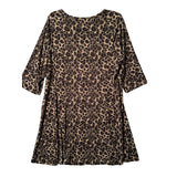 Ellos 1X (22–24) Leopard Print A-Line Knit Dress – Soft Stretch with ¾ Sleeves
