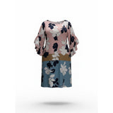 Taylor Woman 22W Floral Shift Dress Pink Blue Bell Sleeve Lined Plus Size