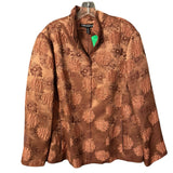 Ellen Tracy 16W Copper Floral Brocade Zip Jacket with Slant Pockets