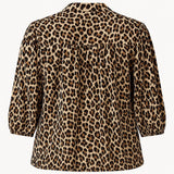By Design Leopard Print Bow Tie Blouse 3X – Ruched Sleeves, Chic Pullover Style - Style Plus Consignment Boutique