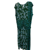 IMAN 2XP Green Floral Ruched Maxi Dress | Keyhole Back | Stretch Knit Plus Size