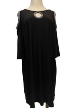 JBS After 5 Black Rhinestone Cold-Shoulder Dress 3X
