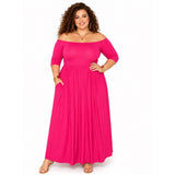 Sexy Diva Hot Pink Off-Shoulder Maxi Dress Plus Size 1X Glam Evening Resort