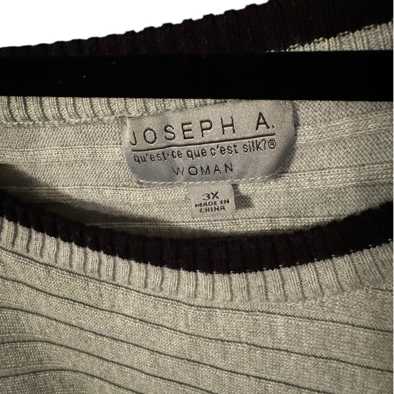 Joseph A Plus 3X Ribbed Knit Empire Waist Sweater Gray & Black Chic