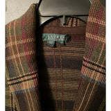 Lauren for Ralph Lauren Brown Plaid Cotton Vest 2X Toggle Button