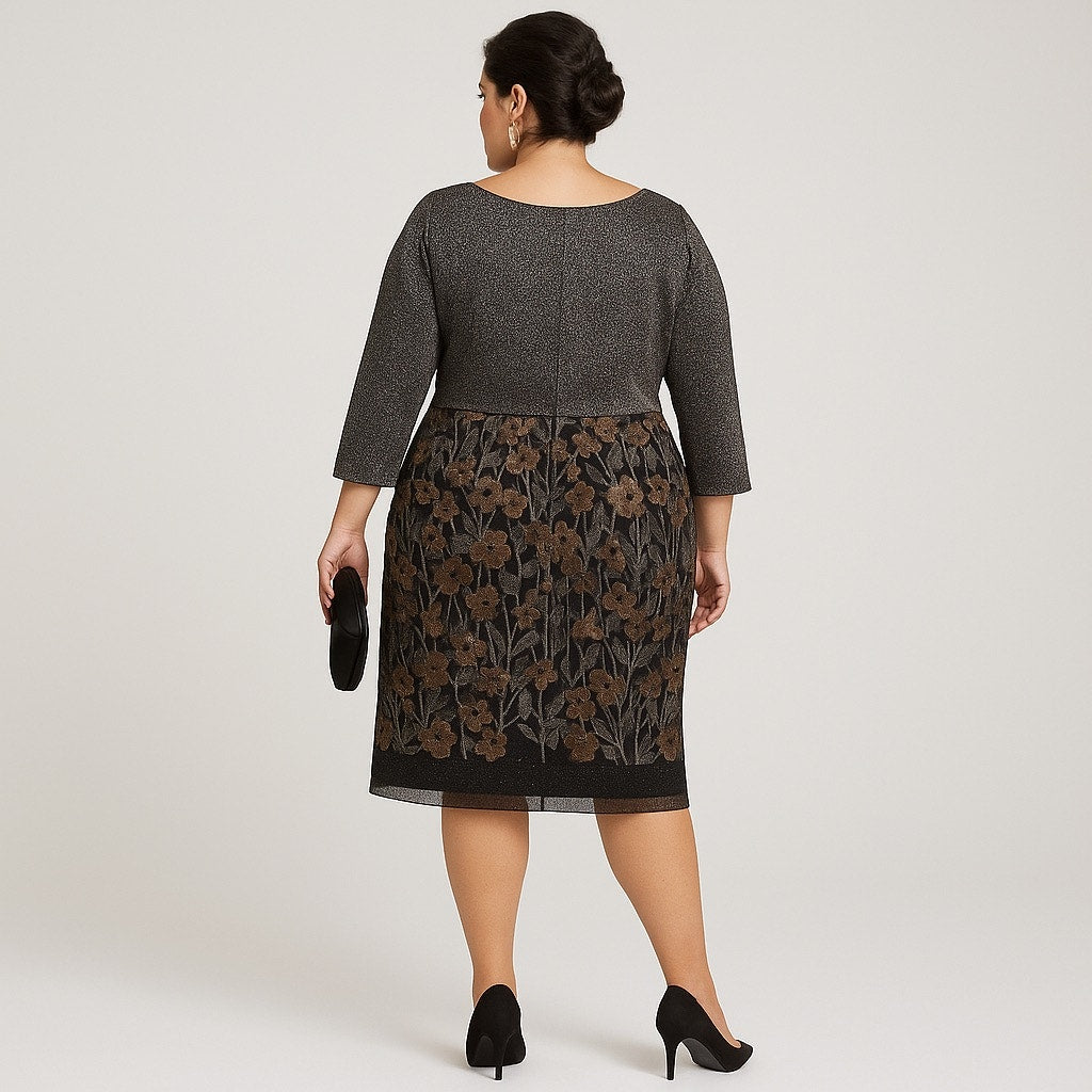 Alex Evenings Black & Bronze Embroidered Sequin Lace Overlay Dress 22W Style Plus Consignment Boutique Alex Evenings Black & Bronze Embroidered Sequin Lace Overlay Dress 22W Style Plus Consignment Boutique