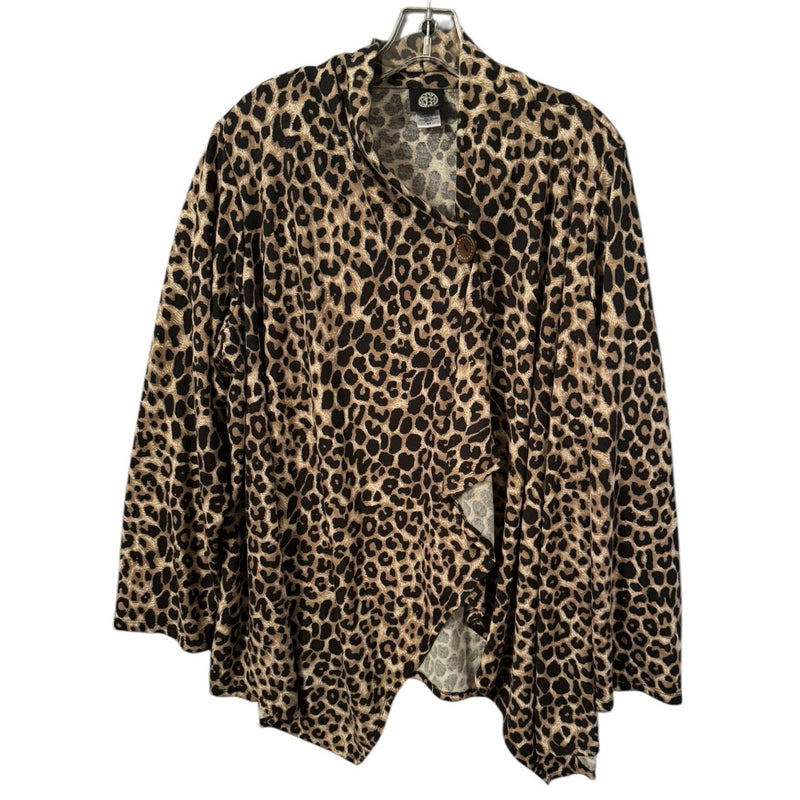 Bobeau 3X Leopard Animal Print Knit Jacket One Button Stretch Blazer