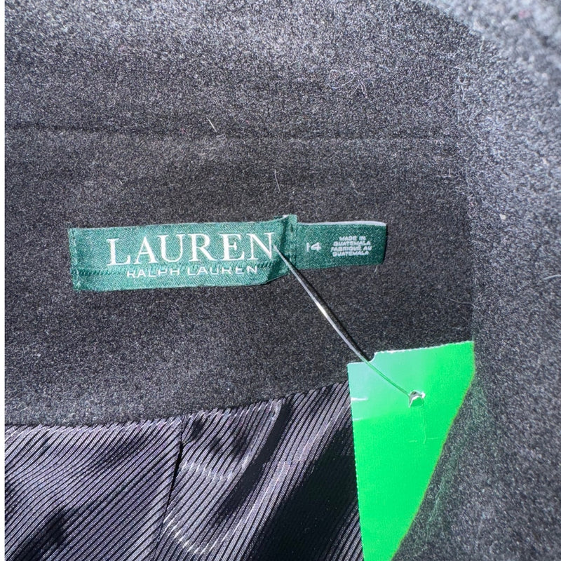 Lauren Ralph Lauren Black Buckle-Tab Coat | Size 14 | Fully Lined