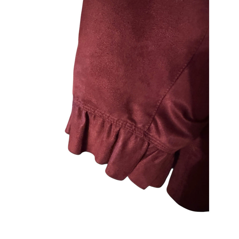 Nygard Ultra Suede Ruffle Jacket 20W – Wine, Princess Seams, Chic Fit