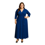 Janette Plus Size 1X Royal Blue Long Sleeve Jersey Knit Dress - Style Plus Consignment Boutique