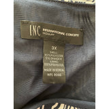 INC Plus Size 3X Navy & White Scroll Print Dress – Boat Neck, 3/4 Sleeve, 38” Length
