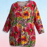 Liz & Me 5X Floral Cardigan Jacket Pink Multicolor Snap Front Plus Siz - Style Plus Consignment Boutique