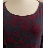 HAANI Wine Flocked Velvet Floral Print Bell Sleeve Hem