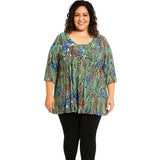 Attitudes by Renee 4X Tropical Print Tunic Top with Pockets