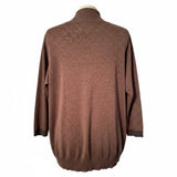 Misook Chocolate Brown Tunic Cardigan with Black Trim – Size 3X