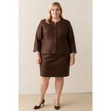 Leslie Fay Chocolate Brown Skirt Suit Set 2-Piece Plus Size Classic