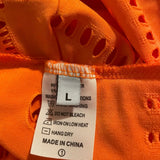 Vibrant Orange Bodycon Midi Dress with Geometric Cutouts - Size L - Style Plus Consignment Boutique