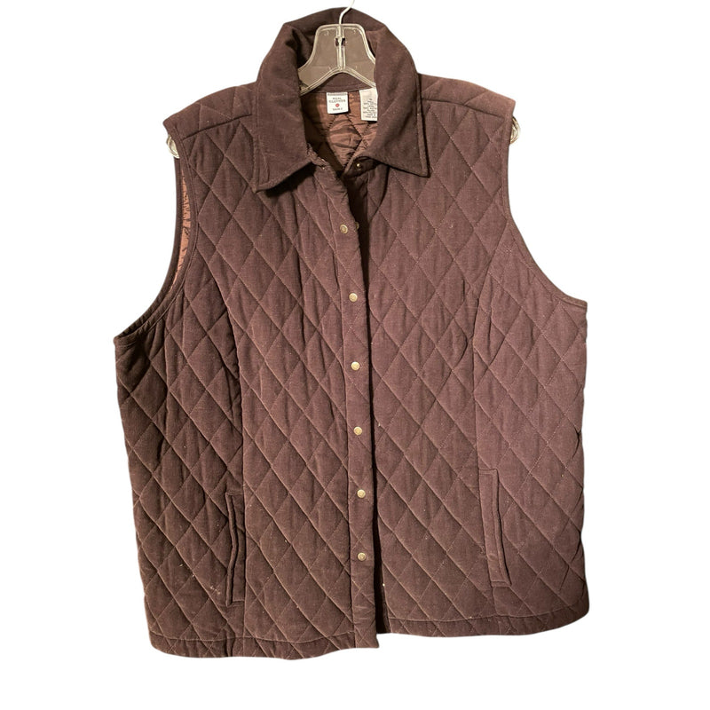 Salon Z Real Clothes Quilted Corduroy Vest Brown Size 16