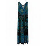 NY Collection Woman 2X Boho Maxi Dress Blue Medallion Print - Style Plus Consignment Boutique