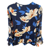 Perception Woman Plus Size 3X Floral Faux Wrap Blouse – Vibrant Blue