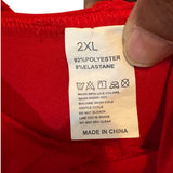 2XL Red Hooded Midi Dress Pockets Banded Hem Stretch