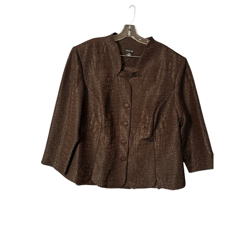 Leslie Fay Chocolate Brown Skirt Suit Set 2-Piece Plus Size Classic