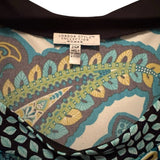 London Style Paisley Shift Dress 24W Boho Teal Black Plus