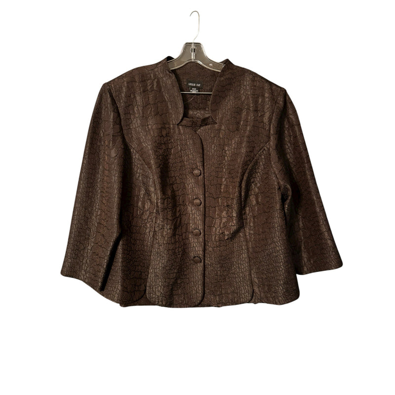 Leslie Fay Chocolate Brown Skirt Suit Set 2-Piece Plus Size Classic