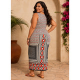 Mlle Gabrielle 3X Geometric Maxi Dress Boho Stretch V-Neck - Style Plus Consignment Boutique