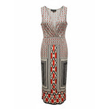 Mlle Gabrielle 3X Geometric Maxi Dress Boho Stretch V-Neck - Style Plus Consignment Boutique