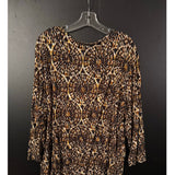 Ruby Rd. 3X Beaded Neckline Abstract Print Top Brown Black White
