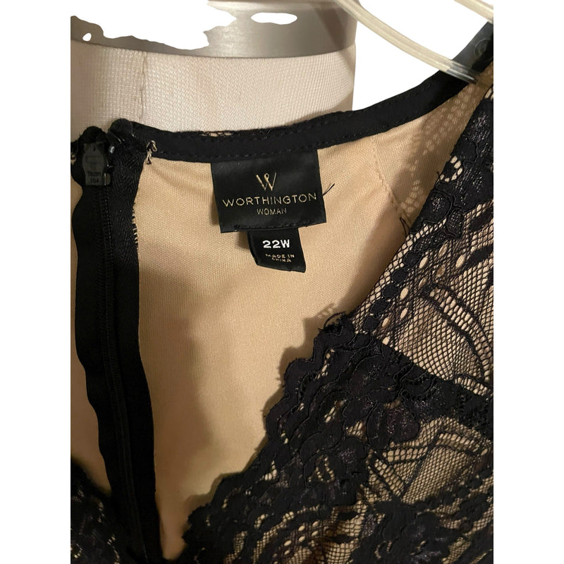 Worthington Black Lace & Chiffon Wide-Leg Plus Size Jumpsuit – Size 22W