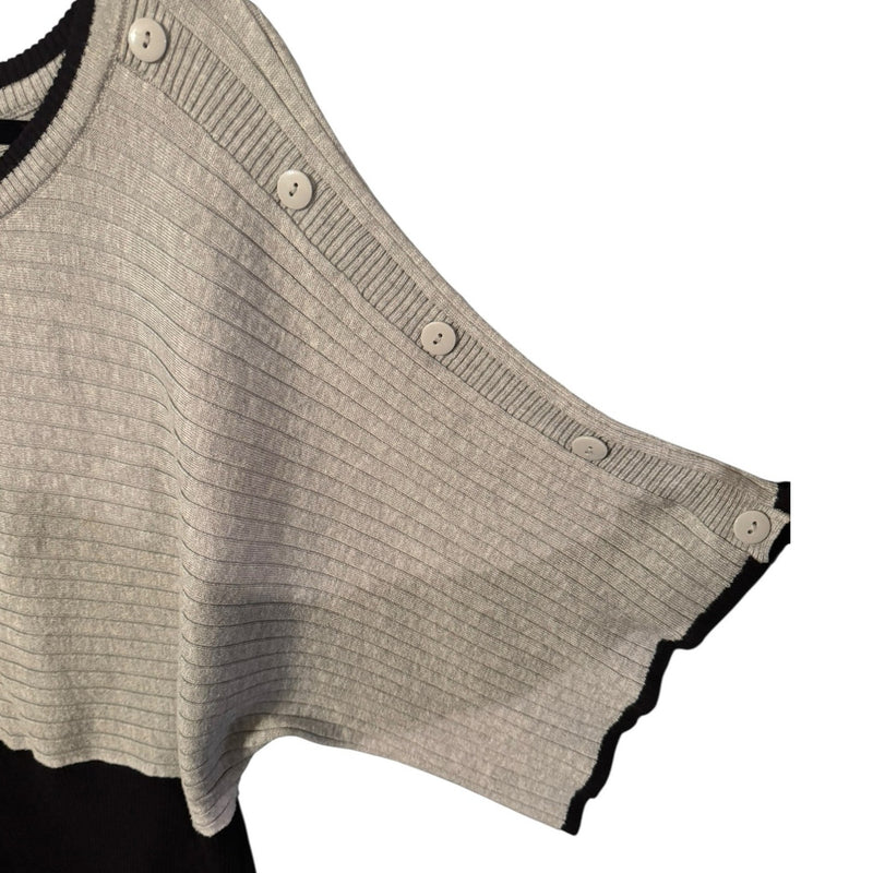 Joseph A Plus 3X Ribbed Knit Empire Waist Sweater Gray & Black Chic