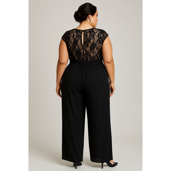 Worthington Black Lace & Chiffon Wide-Leg Plus Size Jumpsuit – Size 22W