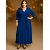 Janette Plus Size 1X Royal Blue Long Sleeve Jersey Knit Dress - Style Plus Consignment Boutique