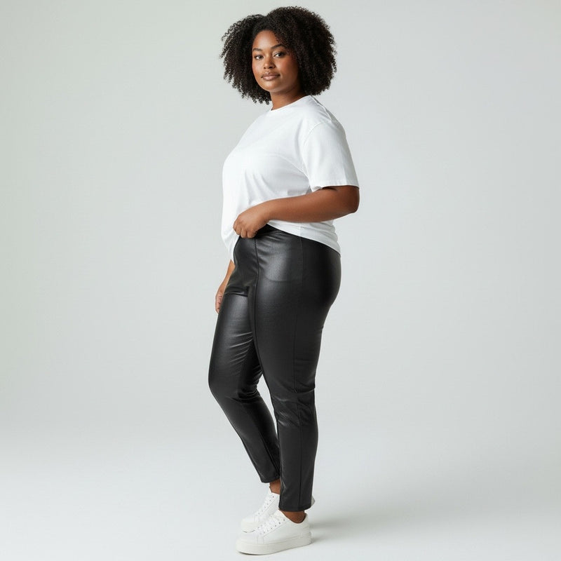 Marc New York Faux Leather Pull-On Pants 3X Black