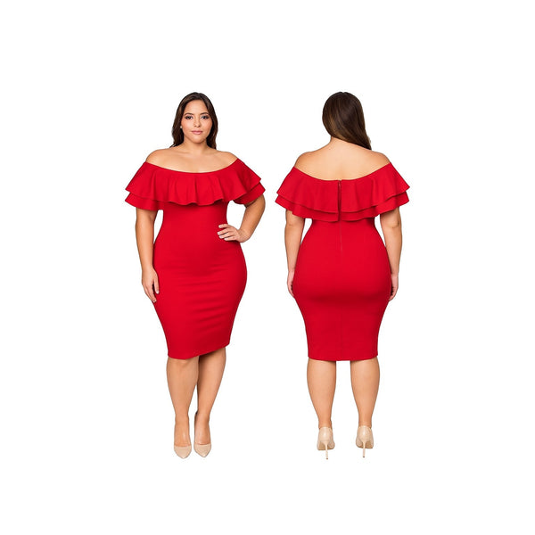 Symphony Size 2X Red Off Shoulder Dress