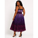 Lane Bryant Size 18W Purple Floral Ombré Midi Dress | Fully Lined | Side Zip