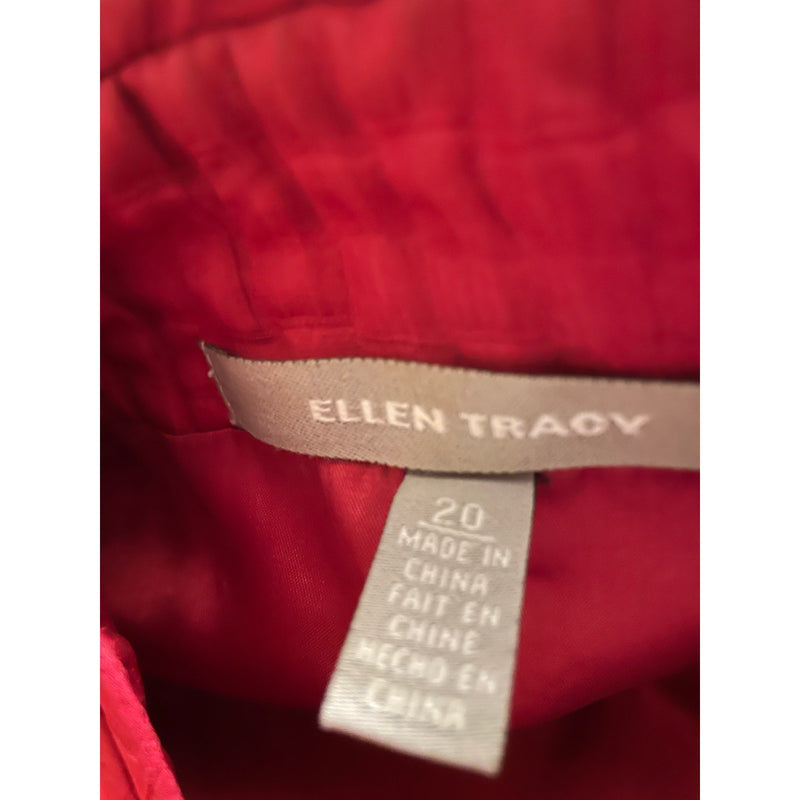 Ellen Tracy Red Quilted Wool-Silk Zip Jacket 20W