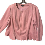Lane Bryant Ultra Suede Peplum Jacket 24W Pink Zip Front