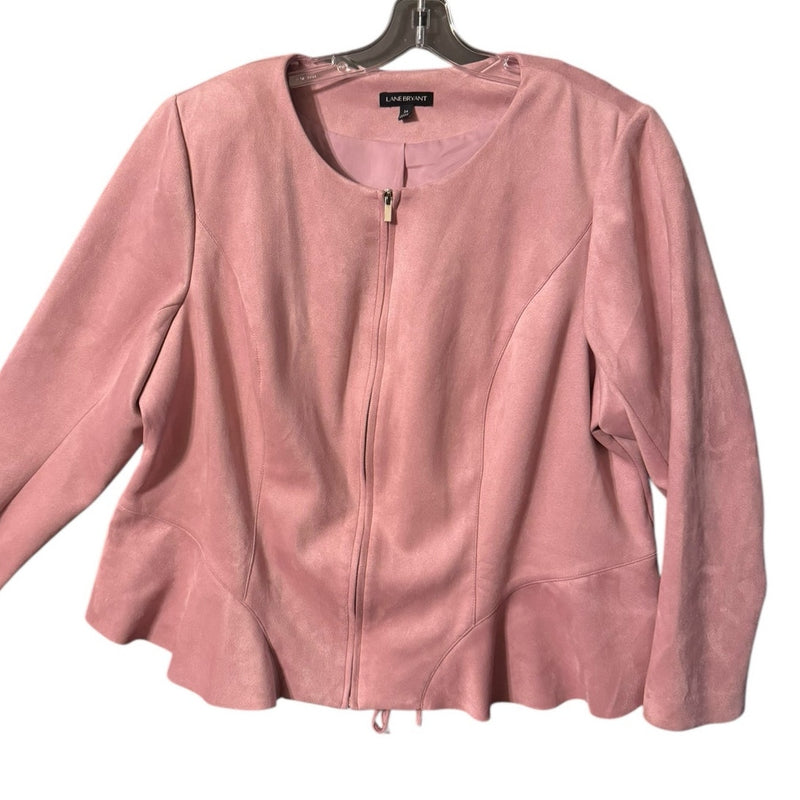 Lane Bryant Ultra Suede Peplum Jacket 24W Pink Zip Front