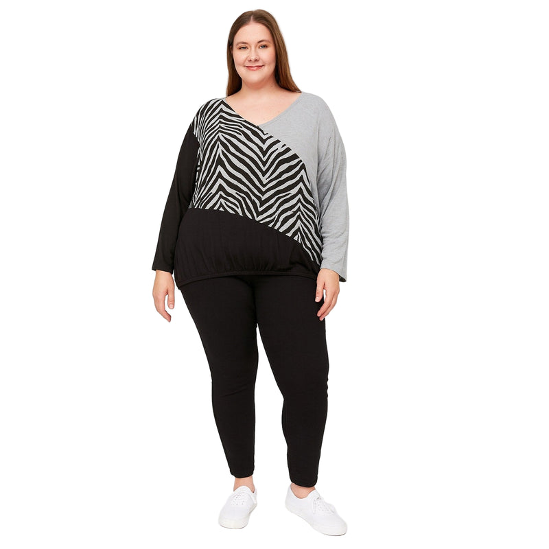 Absolutely Famous 3X Zebra Colorblock Knit Top NWT