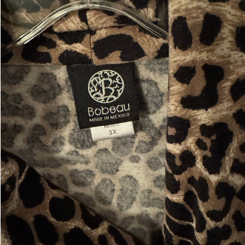 Bobeau 3X Leopard Animal Print Knit Jacket One Button Stretch Blazer
